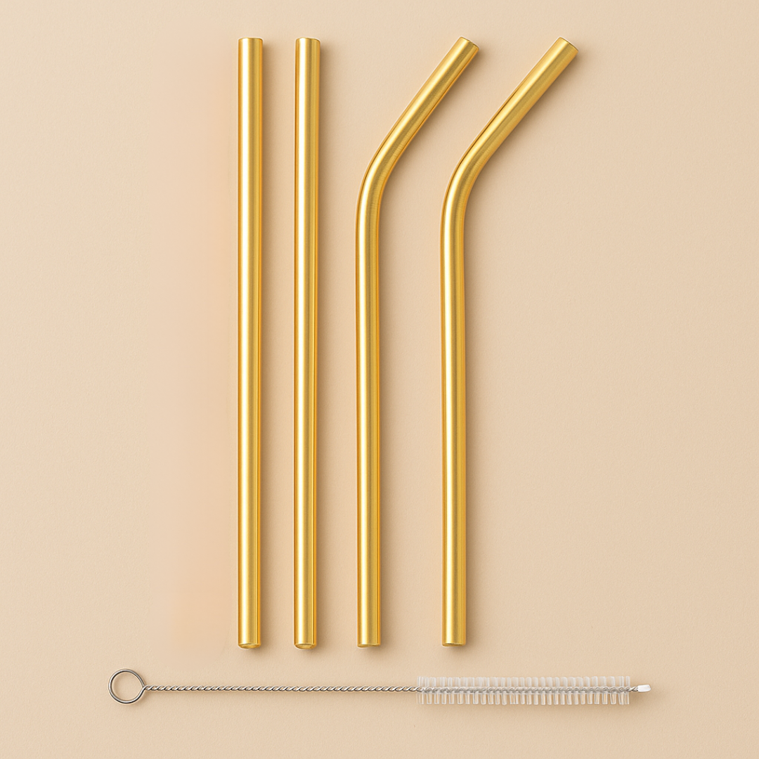 Golden Straw Set (4 Pack)